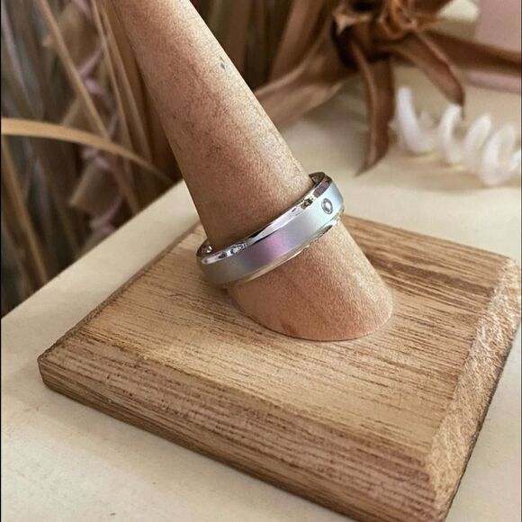 Mens Stainless Steel Wedding Band CZ Ring Sizes 9,10 - Picture 4 of 8